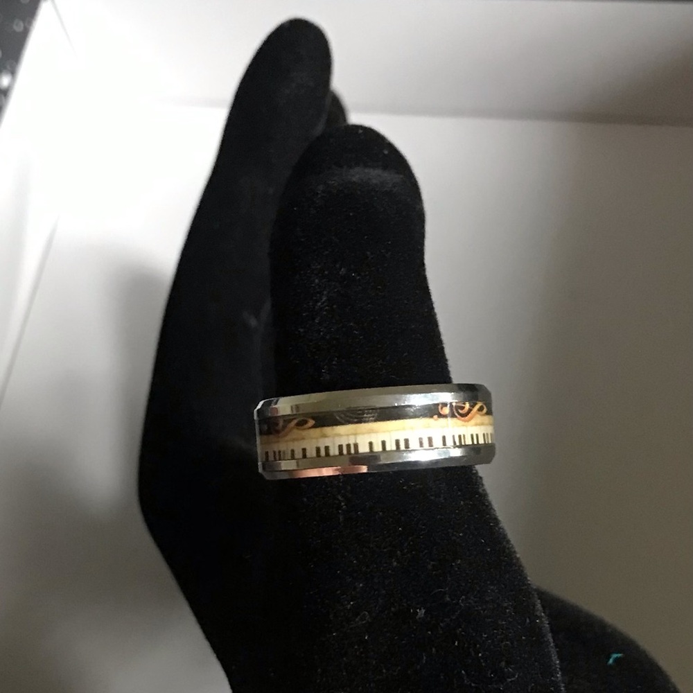 Gold and Silver Piano Keyboard Inlay Ring
